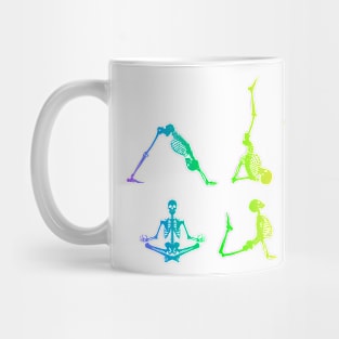 Funny Skeleton Yoga Poses Rainbow Skeleton Fitness Mug